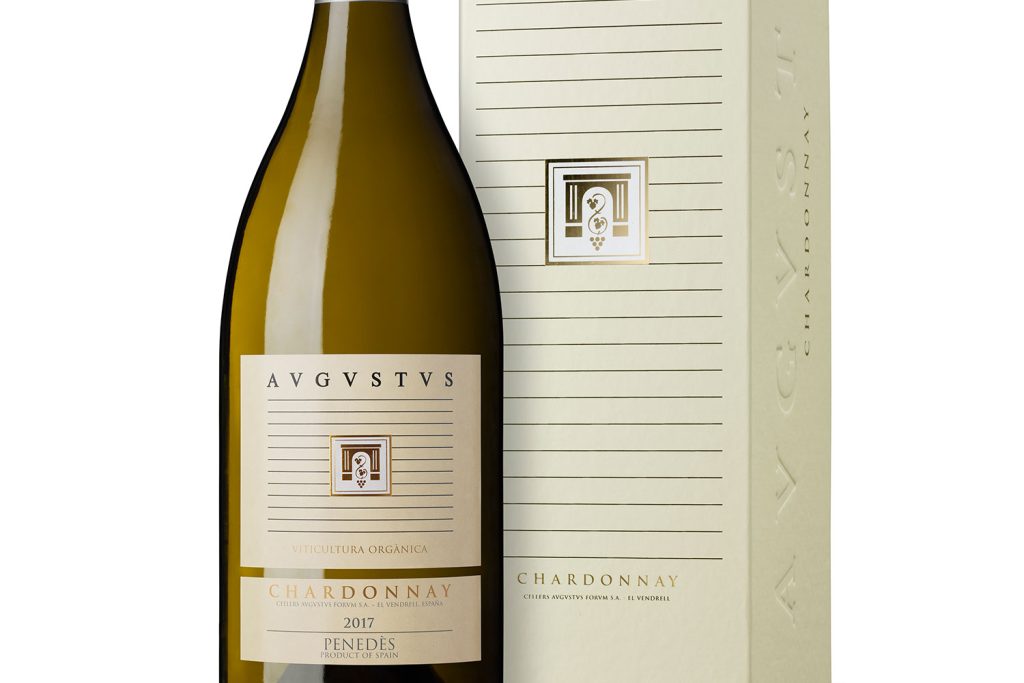 Imatge detall d’una ampolla de vi Avgvstvs Chardonnay en lot de Nadal