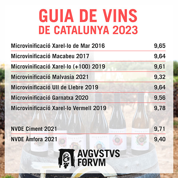 Imatge de les puntuacions de la Guia de Vins de Catalunya per la celler al Penedès Avgvtvs Forvm