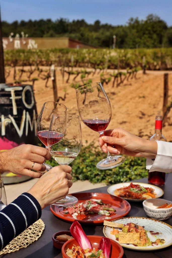 Fotografía de un brindis en el Restaurant Degvsta